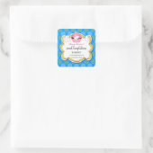 Farbenfrohe Cupcake Whimsical Bunnies Bäckerei Quadratischer Aufkleber (Tasche)