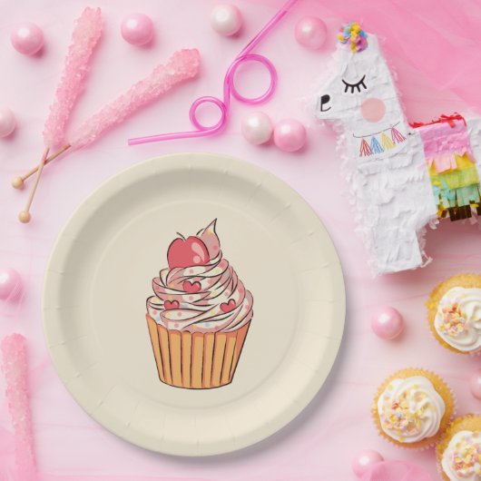 Farbenfrohe Cupcake Work Meilenstein Feier Pappteller (Party)