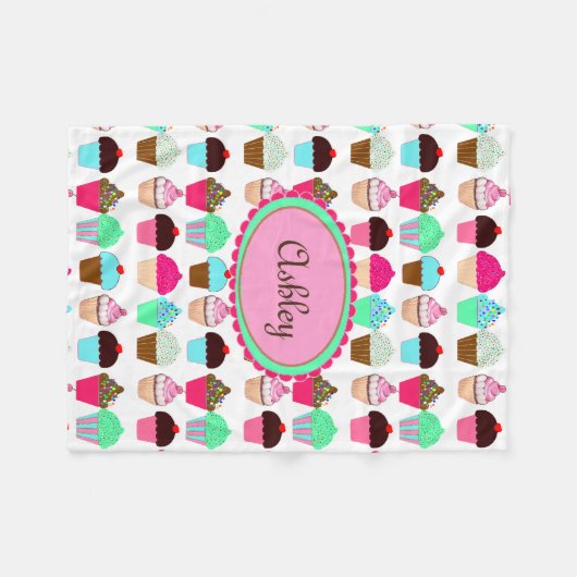 Farbenfrohe Cupcakes Fleecedecke (Vorderseite (Horizontal))