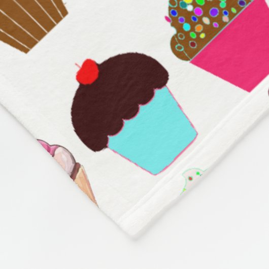 Farbenfrohe Cupcakes Fleecedecke (Ecke)