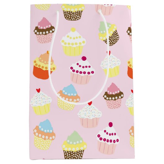 Farbenfrohe Cupcakes-Geschenktasche Mittlere Geschenktüte (Vorderseite)