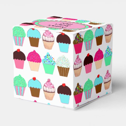 Farbenfrohe Cupcakes - Personalisiert Geschenkschachtel (Rückseite)