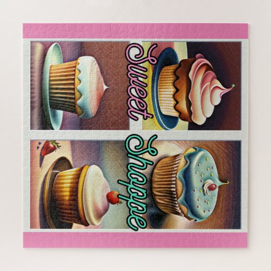 Farbenfrohe Cupcakes/Pop Kunst, Dichtung und Musik Puzzle (Horizontal)