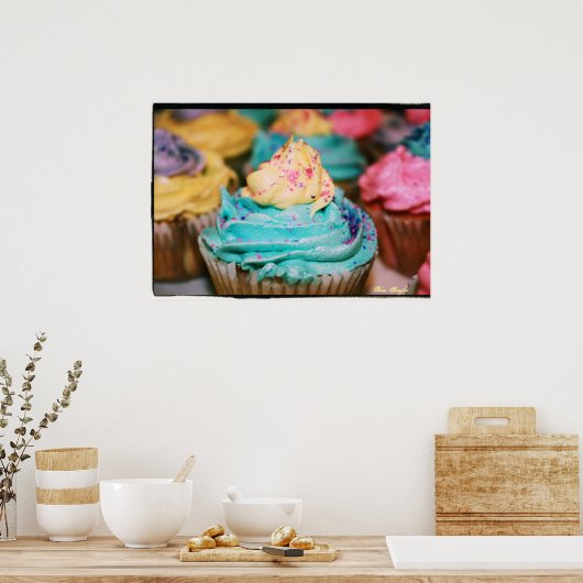 Farbenfrohe Cupcakes Poster (Küche)