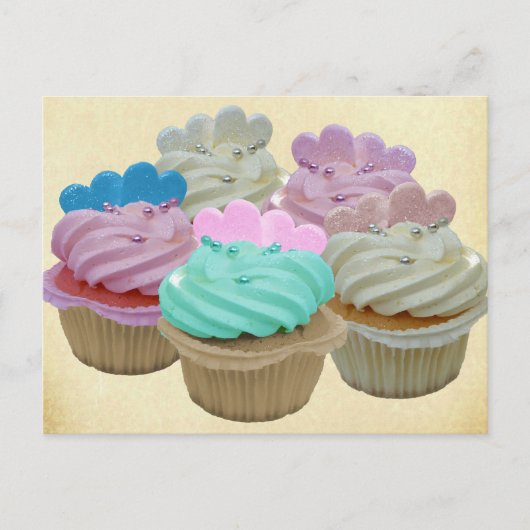 Farbenfrohe Cupcakes Postkarte (Vorderseite)