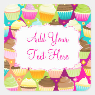 Farbenfrohe Cupcakes Quadratischer Aufkleber