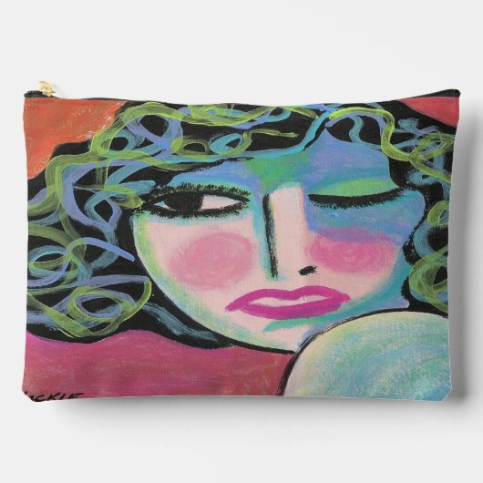 Farbenfrohe Curles Original Abstrakte Kunst Zubehörtasche (Vorderseite)