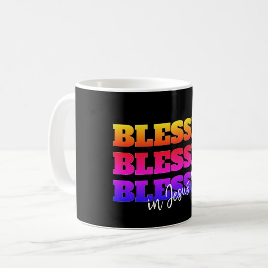 Farbenfrohe Custom BLESSED Kaffeetasse (Vorderseite Links)