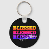 Farbenfrohe Custom BLESSED Schlüsselanhänger (Vorderseite)