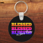 Farbenfrohe Custom BLESSED Schlüsselanhänger (Vorderseite)