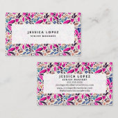 Farbenfrohe Cutouts Lila, florales Berufliches Bus Visitenkarte (Vorne/Hinten)