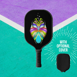 Farbenfrohe Cyan Black Owl Pickleball Schläger