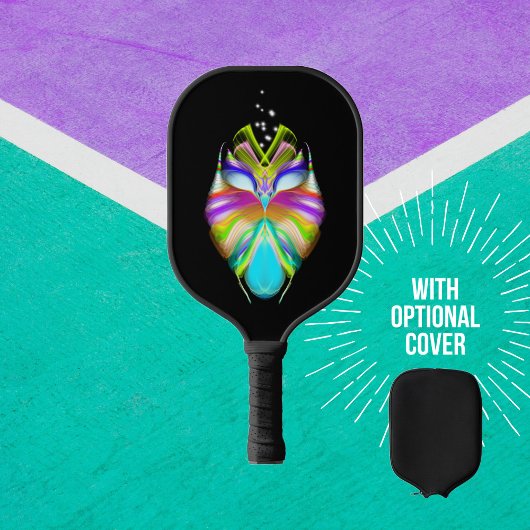Farbenfrohe Cyan Black Owl Pickleball Schläger