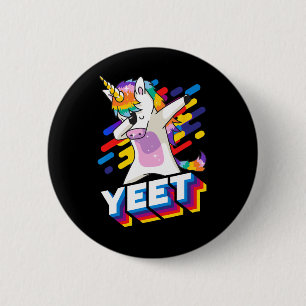 Farbenfrohe Dabbing Tanz Einhorn Feier Jeet Button