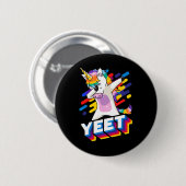 Farbenfrohe Dabbing Tanz Einhorn Feier Jeet Button (Vorne & Hinten)