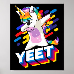 Farbenfrohe Dabbing Tanz Einhorn Feier Jeet Poster