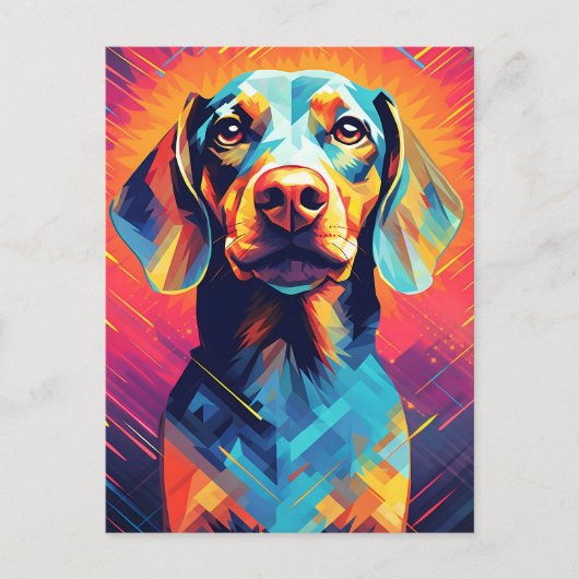 Farbenfrohe Dackel Kunst Postkarte (Vorderseite)