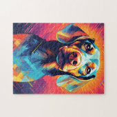 Farbenfrohe Dackel Kunst Puzzle (Horizontal)