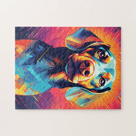 Farbenfrohe Dackel Kunst Puzzle (Horizontal)