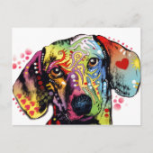farbenfrohe Dackel Postkarte (Vorderseite)
