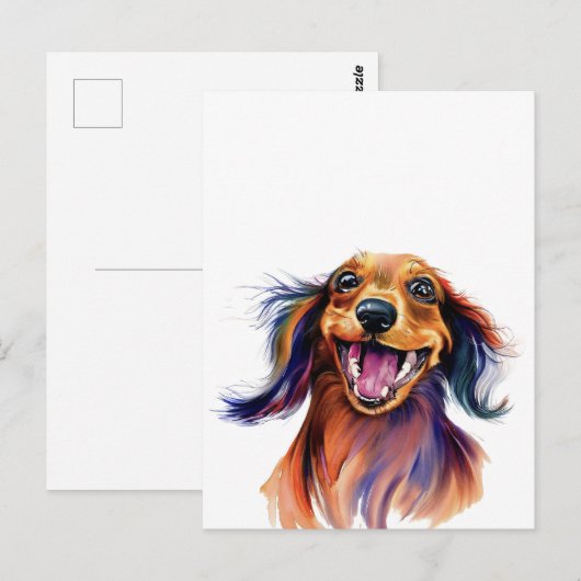 Farbenfrohe Dackel Postkarte (Vorne/Hinten)