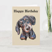 Farbenfrohe Dackel Wurst Hund Art Happy Birthday Karte (Vorderseite)