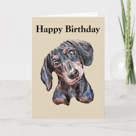 Farbenfrohe Dackel Wurst Hund Art Happy Birthday Karte (Vorderseite)