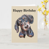 Farbenfrohe Dackel Wurst Hund Art Happy Birthday Karte (Gelbe Blume)