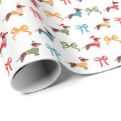 Farbenfrohe Dackeln & Bows Weihnachten Geschenkpapier (Rolleneckpunkt)