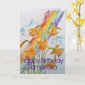 Farbenfrohe Daffodische Regenbogen Wasserfarbe Geb Karte (Gelbe Blume)