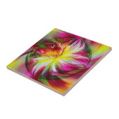 Farbenfrohe Dahlia Abstrakte Kunst Fliese (Seite)