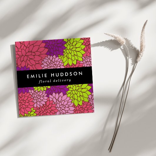 Farbenfrohe Dahlia-Blume, Floristi, Blume Shop Quadratische Visitenkarte