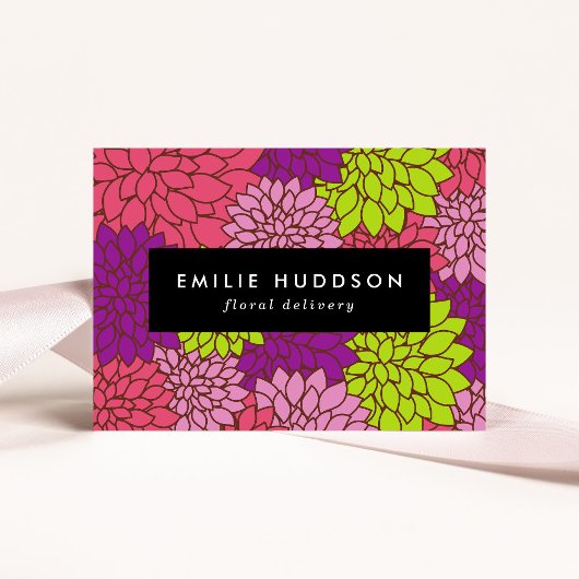 Farbenfrohe Dahlia-Blume, Floristi, Blume Shop Visitenkarte