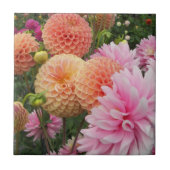 Farbenfrohe Dahlia Gartenanlage Fliese (Vorderseite)
