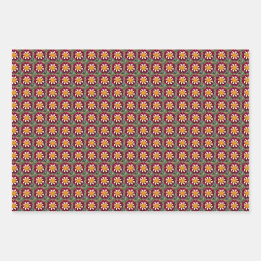 Farbenfrohe Dahlias-Muster Geschenkpapier Set (Vorderseite 2)