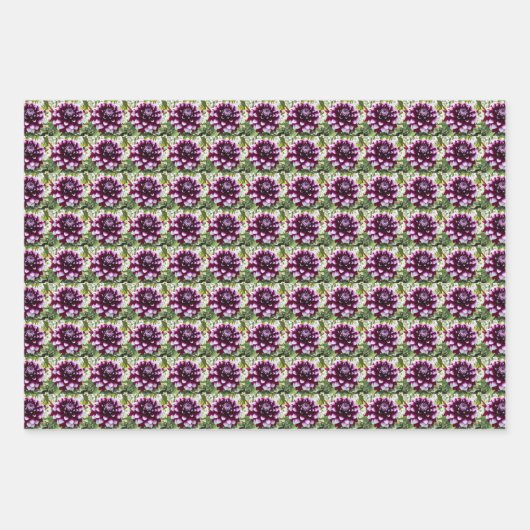 Farbenfrohe Dahlias-Muster Geschenkpapier Set (Vorderseite)