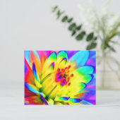farbenfrohe Dahlie Postkarte (Stehend Vorderseite)