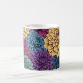 Farbenfrohe Dahlien-Blumenmuster Kaffeetasse (Mittel)