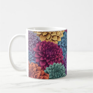 Farbenfrohe Dahlien-Blumenmuster Kaffeetasse