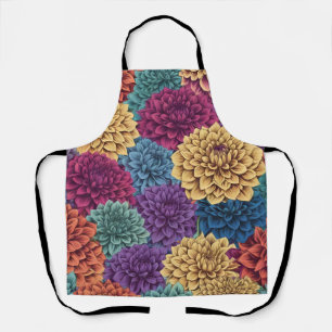 Farbenfrohe Dahlien-Blumenmuster Schürze