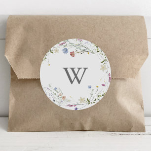 Farbenfrohe Dainty Monogram Wedding Umschlag Aufkl Runder Aufkleber
