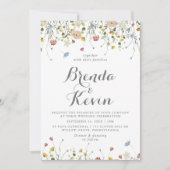 Farbenfrohe Dainty Wild Back and Front Wedding Einladung (Vorderseite)