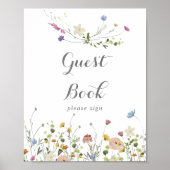 Farbenfrohe Dainty Wild Blume Gästebuchsignatur Poster (Vorne)