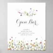 Farbenfrohe Dainty Wild Blume Hochzeit Open Bar Si Poster (Vorne)