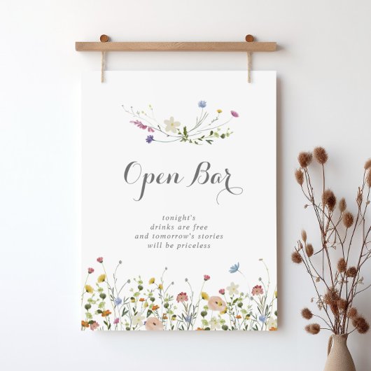 Farbenfrohe Dainty Wild Blume Hochzeit Open Bar Si Poster