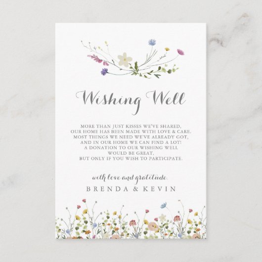 Farbenfrohe Dainty Wild Blume Hochzeit wünschen si Begleitkarte (Vorderseite)