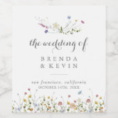 Farbenfrohe Dainty Wild Blume Hochzeiten Weinetike Weinetikett (Einzelnes Label)