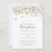 Farbenfrohe Dainty Wild Blume Hochzeitsempfang Einladung (Vorderseite)