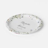 Farbenfrohe Dainty Wild Blume Hochzeitstorte Pappteller (Schrägansicht)