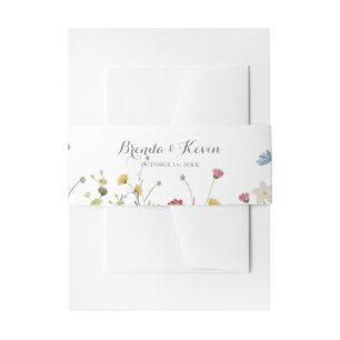 Farbenfrohe Dainty Wild Blume Kalligrafie Hochzeit Einladungsbanderole